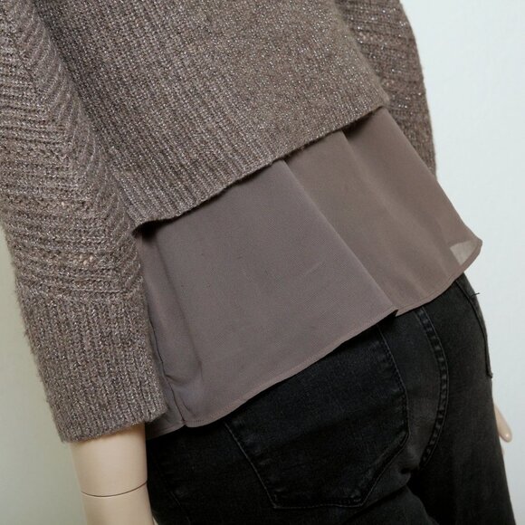 Lucky Brand Shimmer Pointelle Knit Sweater Gray Women Size XS - Picture 11 of 15